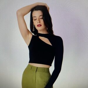 BCBG MaxAzria Asymmetrical one sleeve crop top